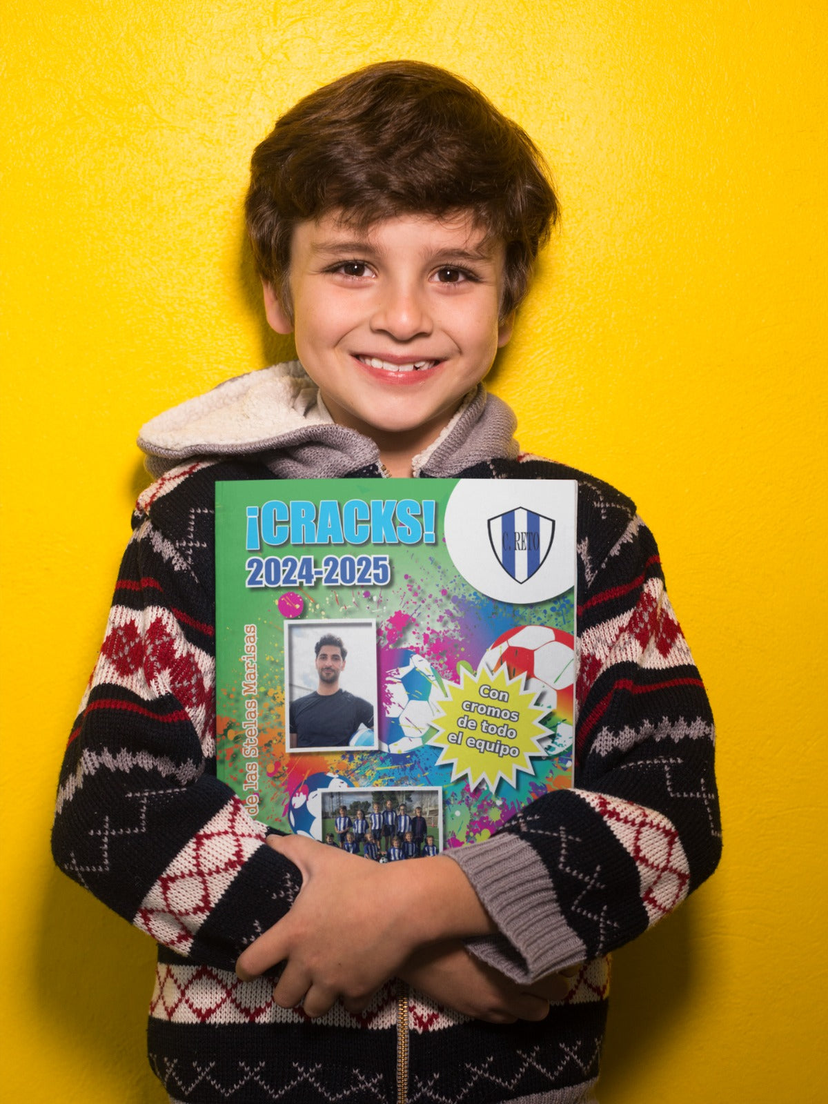 Álbum personalizado con todos los alumnos y el profe de Educación Física (tipo fútbol)