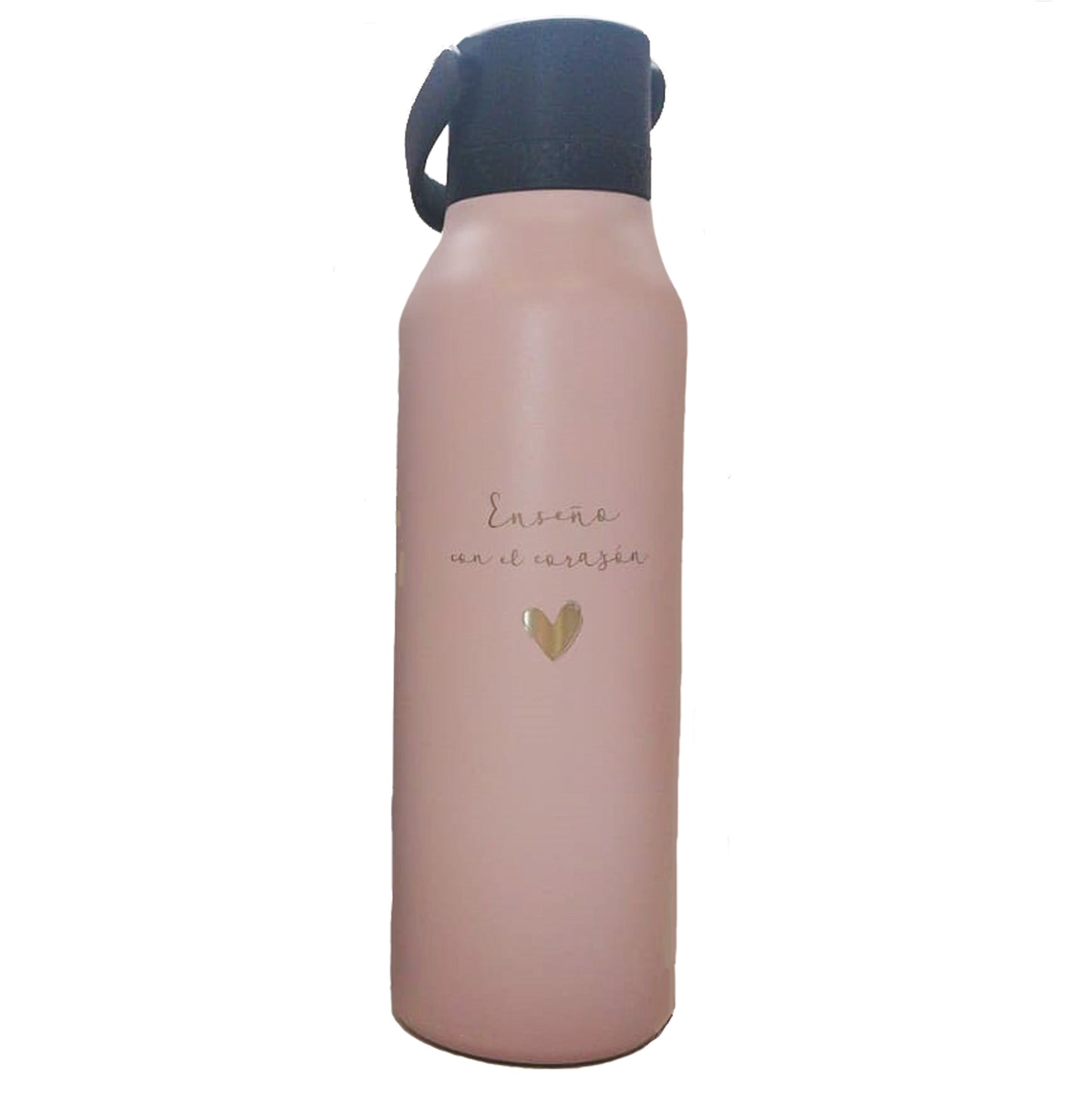 Botella Rosa empolvado Termo "RUNBOTT MII" 600ML. "Enseño con el corazón"