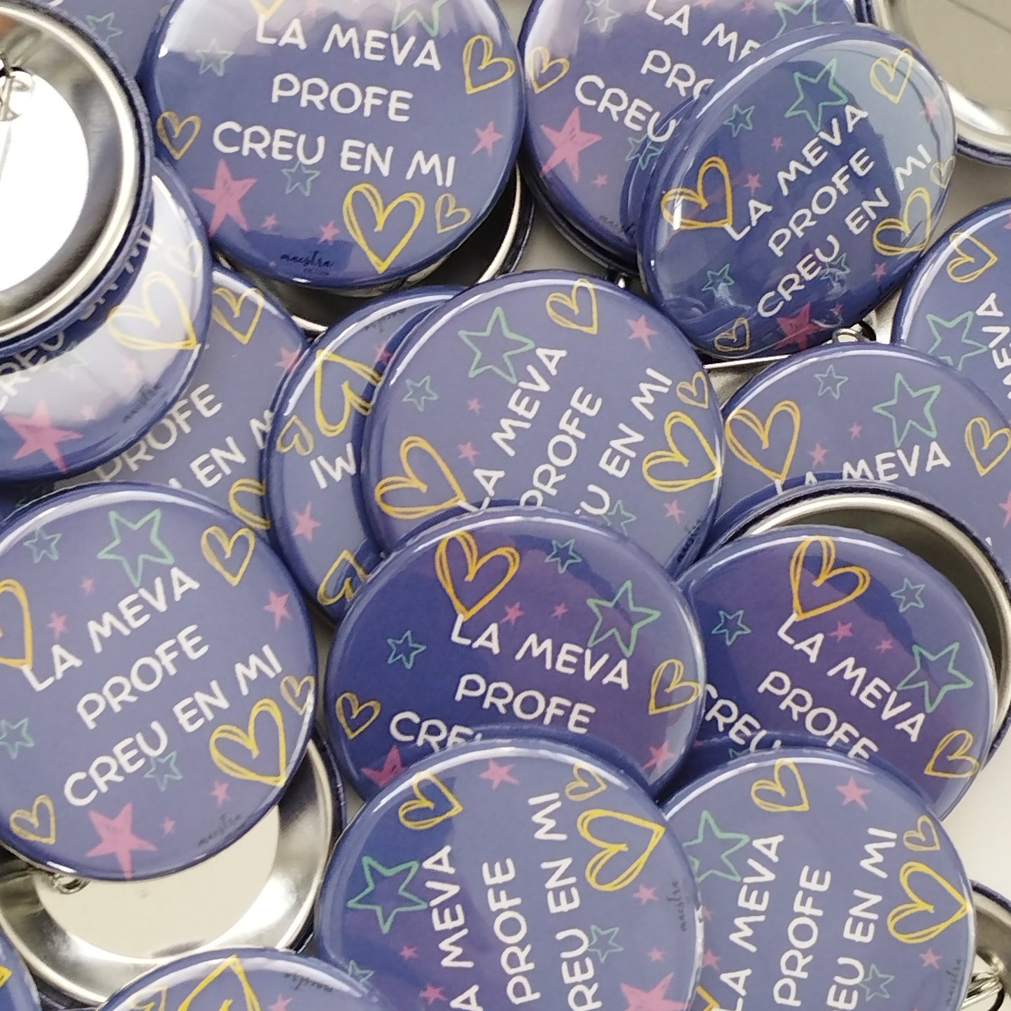 Chapas regalo alumnos: "La meva profe creu en mi" (Individual Catalán)