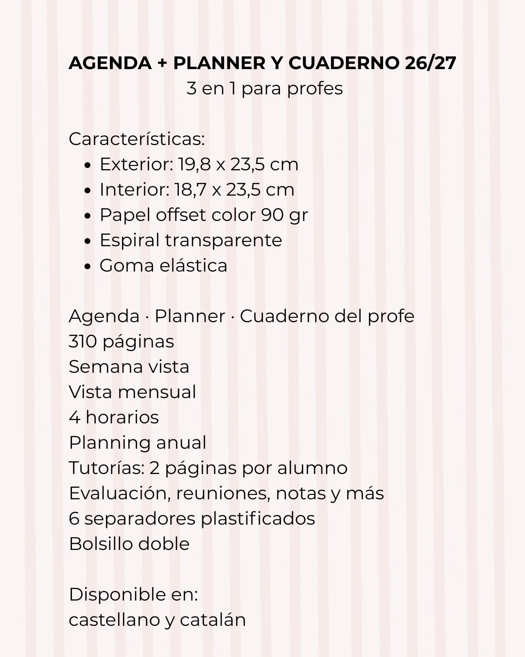 Agenda Maestra con clase 2026-27 I Castellano