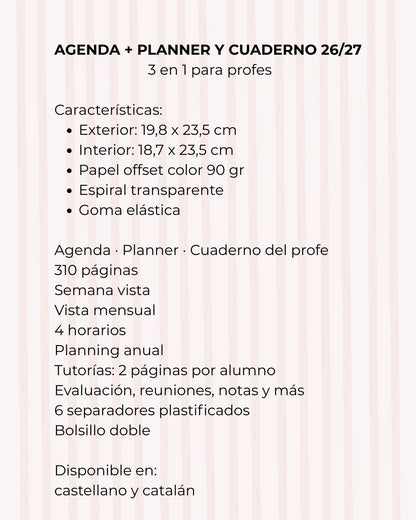 Agenda Maestra con clase 2026-27 I Castellano