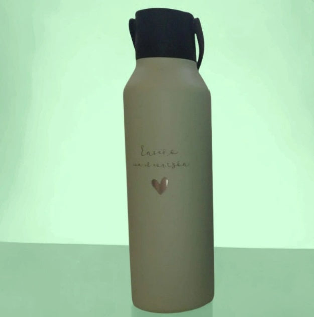 Botella "RUNBOTT MII" 600Ml Termo, Color Melón "Enseño con el corazón"