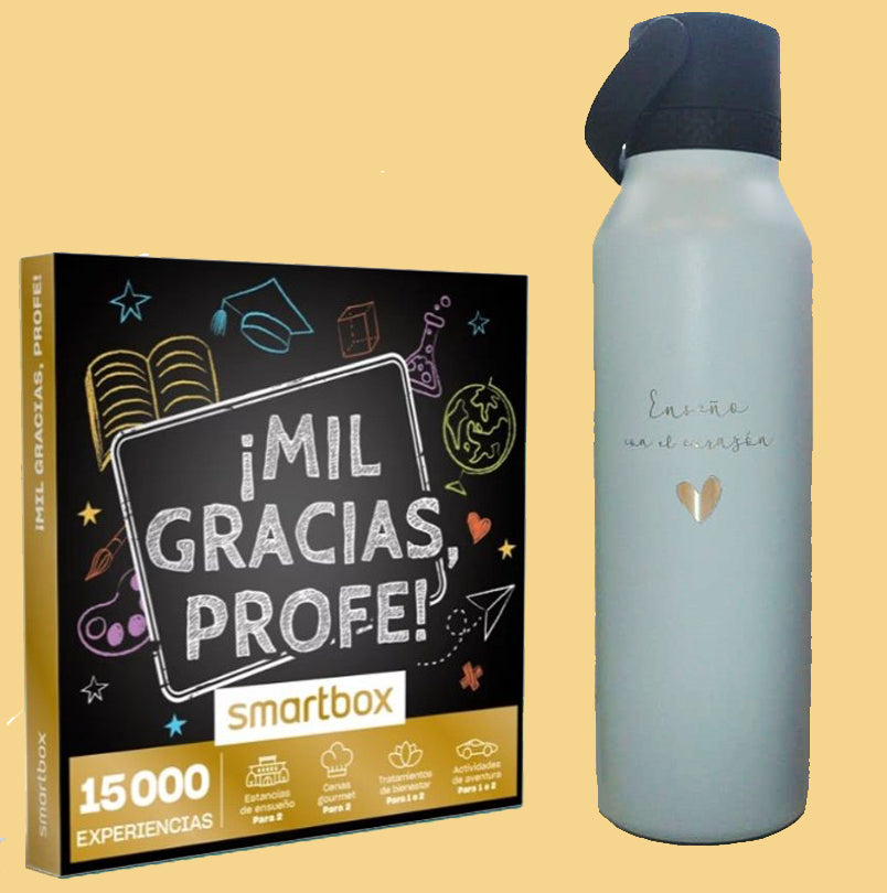 Caja de experiencias "Mil gracias, profe", + Botella maestras "Enseño"
