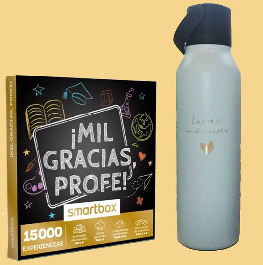 Caja de experiencias "Mil gracias, profe", + Botella maestras "Enseño"